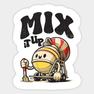 playful cement mixer character Sticker